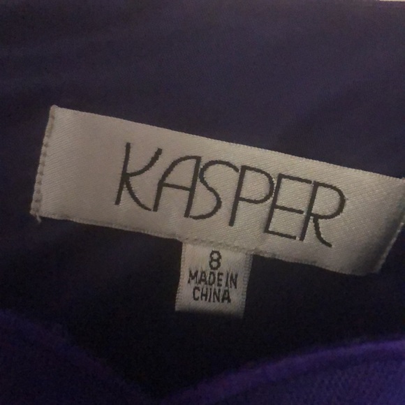 Kasper fully lined purple shiny polyester dress, neck and bottom detail. - Picture 2 of 8